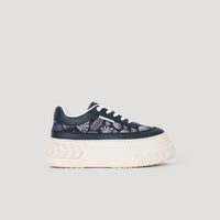 TYRES PLATFORM FOLIAGE PRINT SNEAKER - BLACK/BEIGE