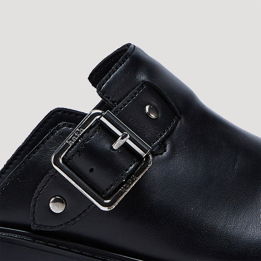 RE:RE MULES WITH BUCKLE - BLACK/BLACK
