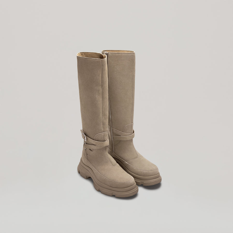 GAO EVA LEATHER KNEE BOOTS - KHAKI/KHAKI