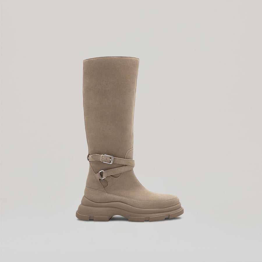 GAO EVA LEATHER KNEE BOOTS - KHAKI/KHAKI