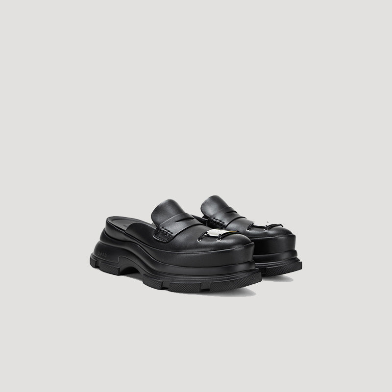 GAO EVA METAL LOGO MULES - BLACK/BLACK