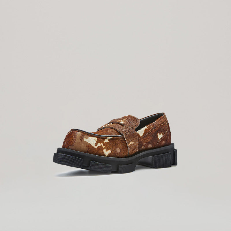 GAO PIERCED LOAFER - BROWN/CREAM