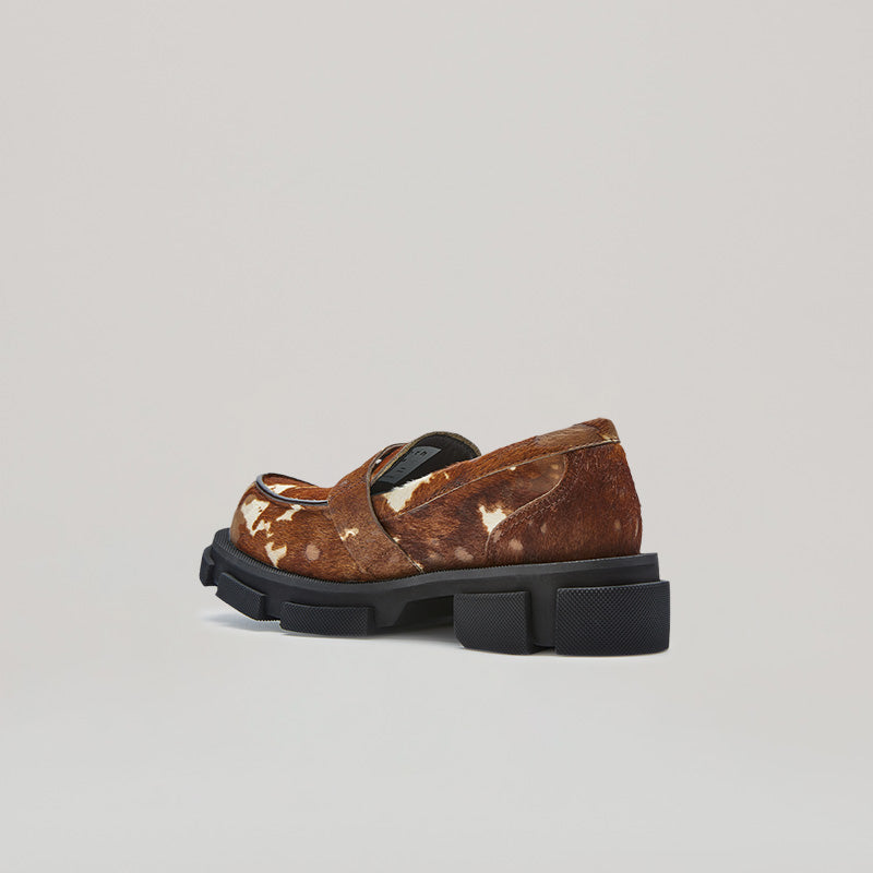 GAO PIERCED LOAFER - BROWN/CREAM