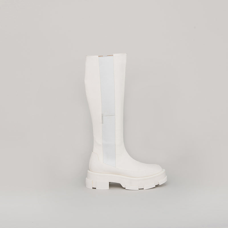 GAO PLATFORM KNEE BOOTS - WHITE/WHITE