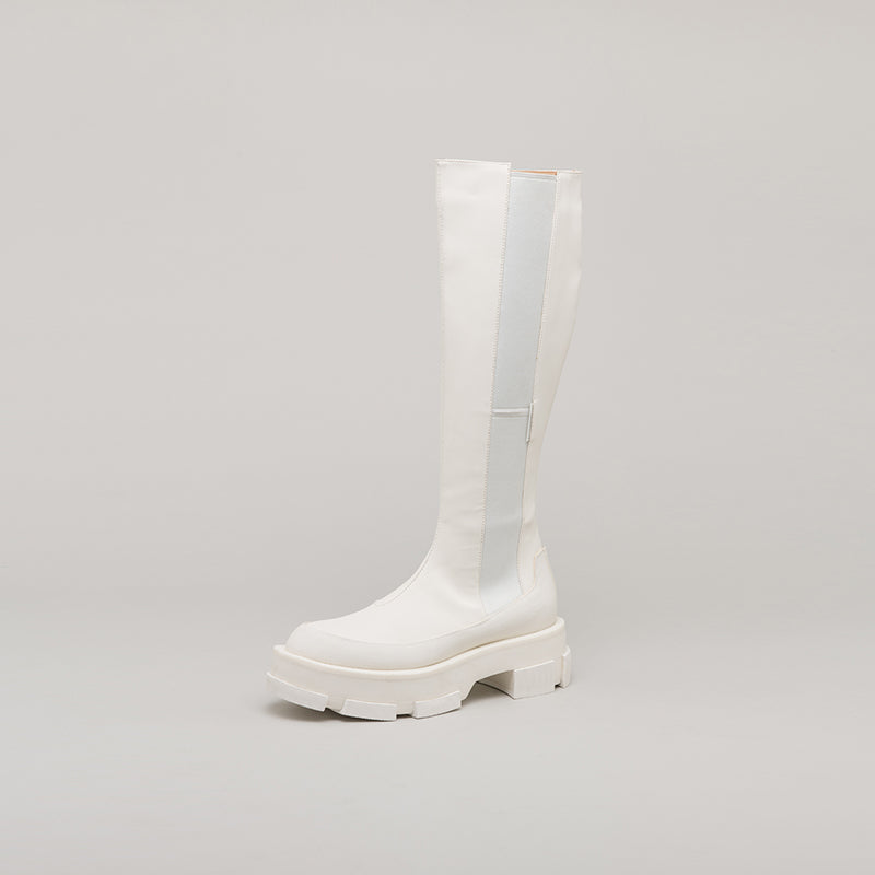 GAO PLATFORM KNEE BOOTS - WHITE/WHITE