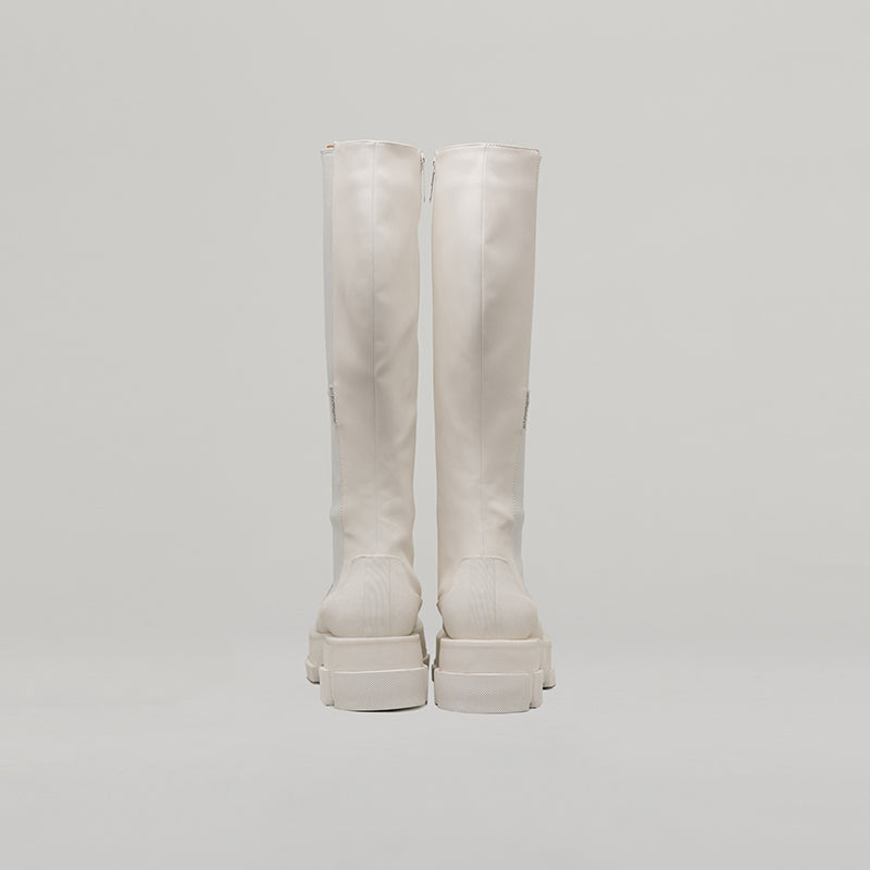 GAO PLATFORM KNEE BOOTS - WHITE/WHITE