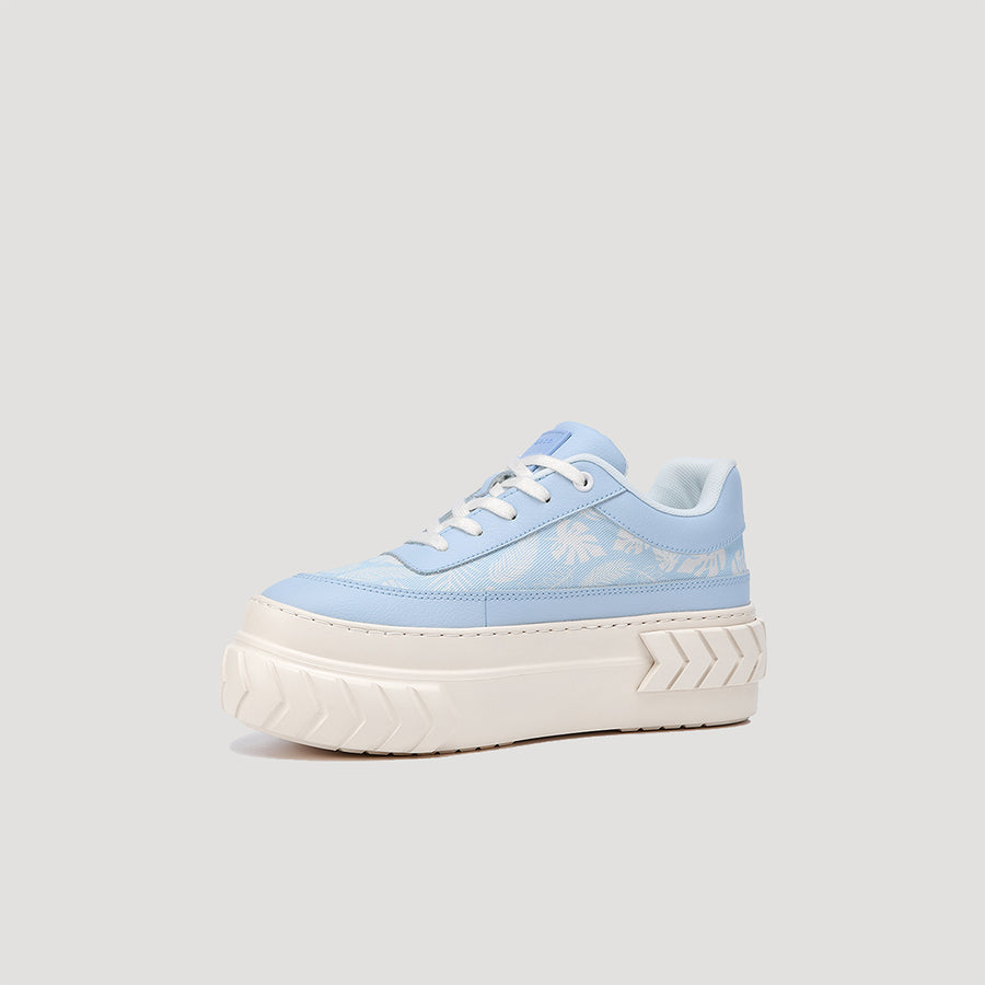 TYRES PLATFORM FOLIAGE PRINT SNEAKER - LT-BLUE/BEIGE