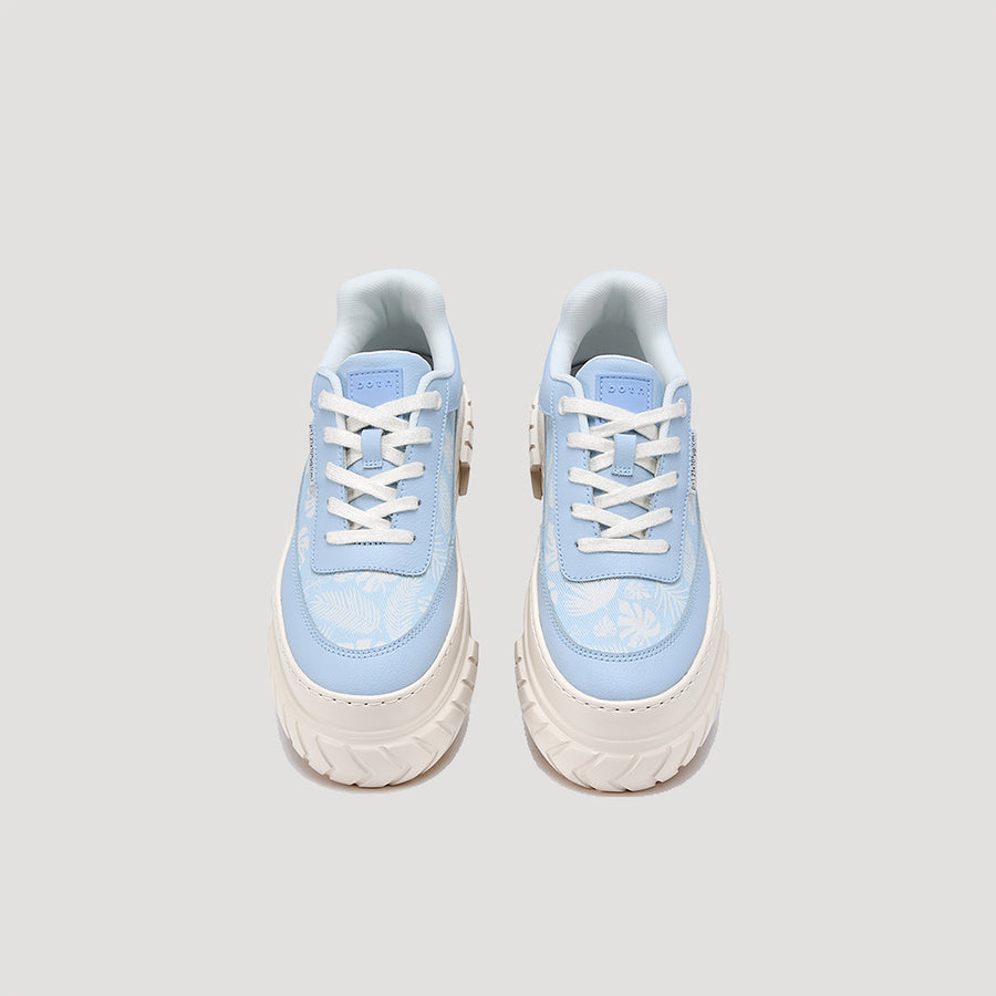 TYRES PLATFORM FOLIAGE PRINT SNEAKER - LT-BLUE/BEIGE