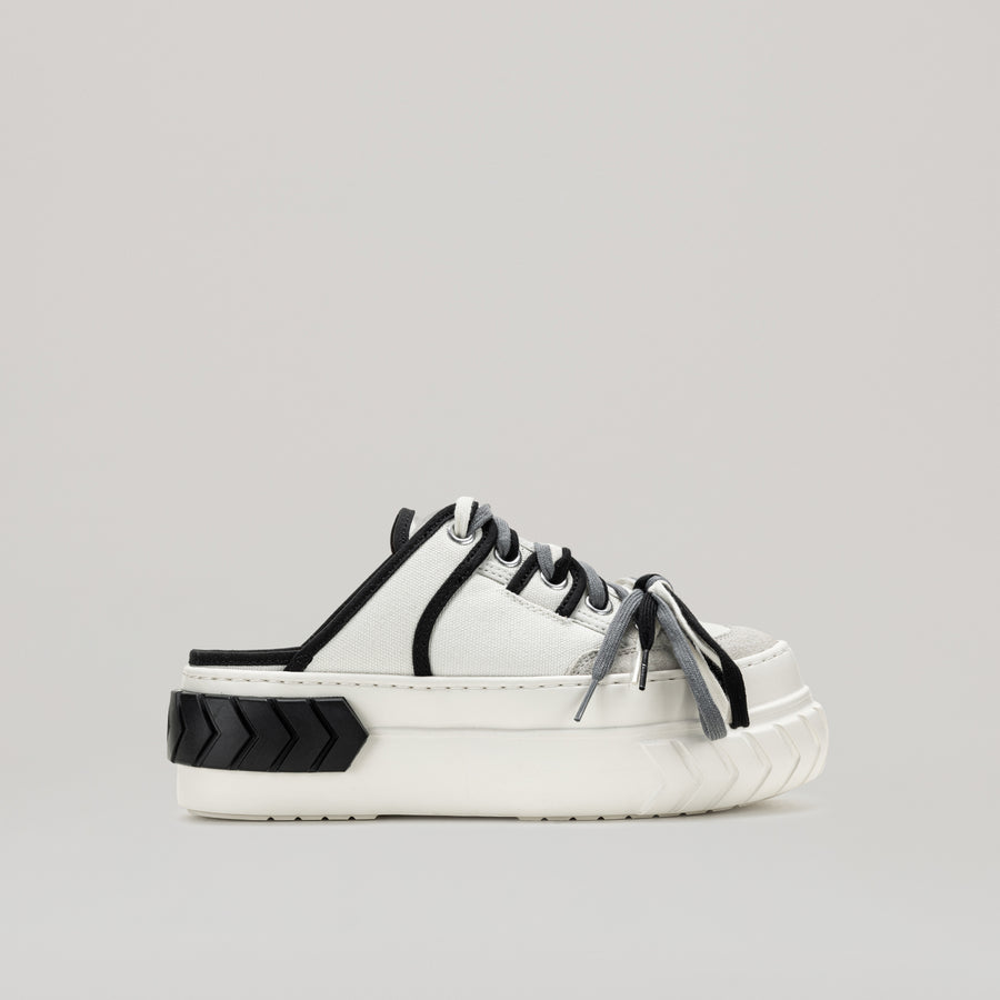 TYRES PLATFORM MULTI-LACED MULES - BLACK/WHITE
